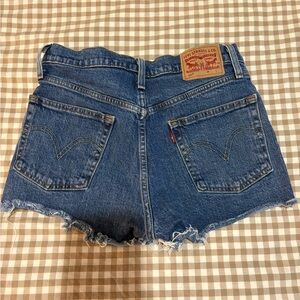 Levi's Classic Blue Denim Cutoff Shorts with Frayed Hem